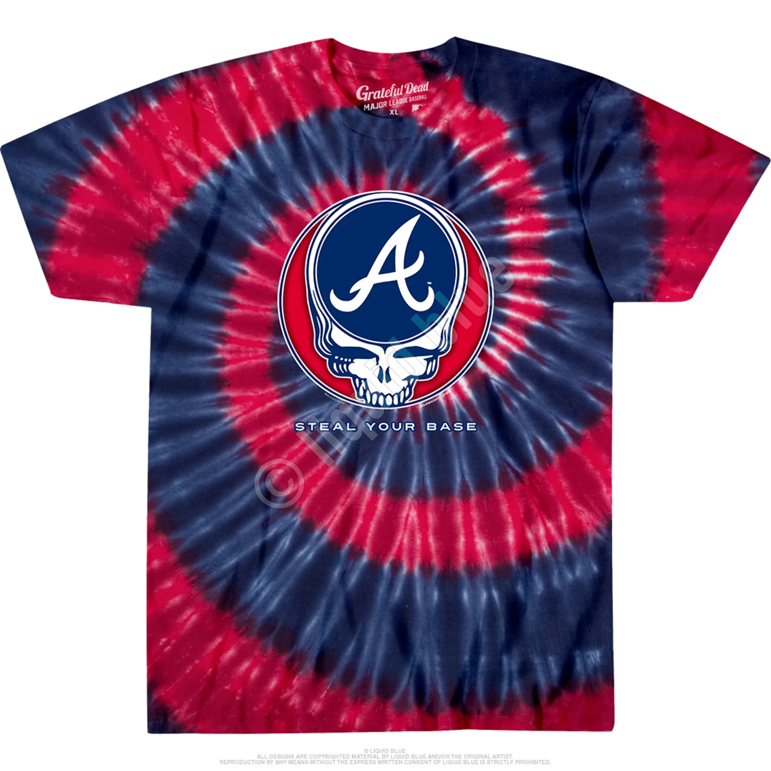 MLB Atlanta Braves Steal Your Base Tie-Dye T-Shirt - Image 2