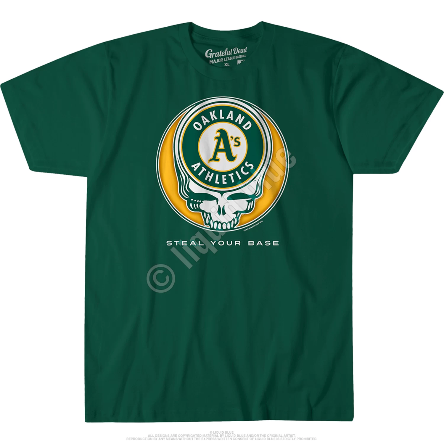 MLB Oakland Athletics Steal Your Base Green Athletic T-Shirt - Image 2