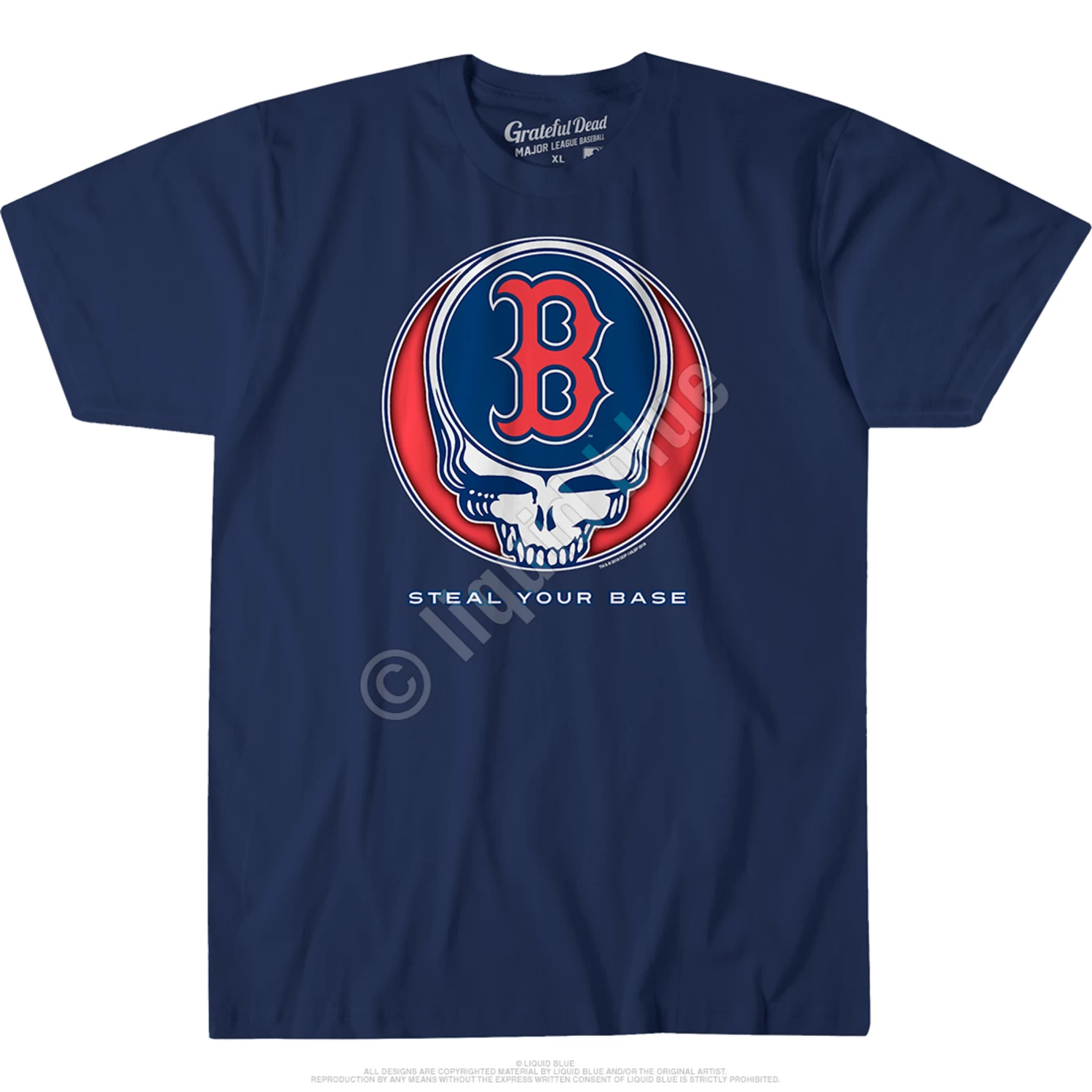 MLB Boston Red Sox Steal Your Base Navy Athletic T-Shirt - Image 2