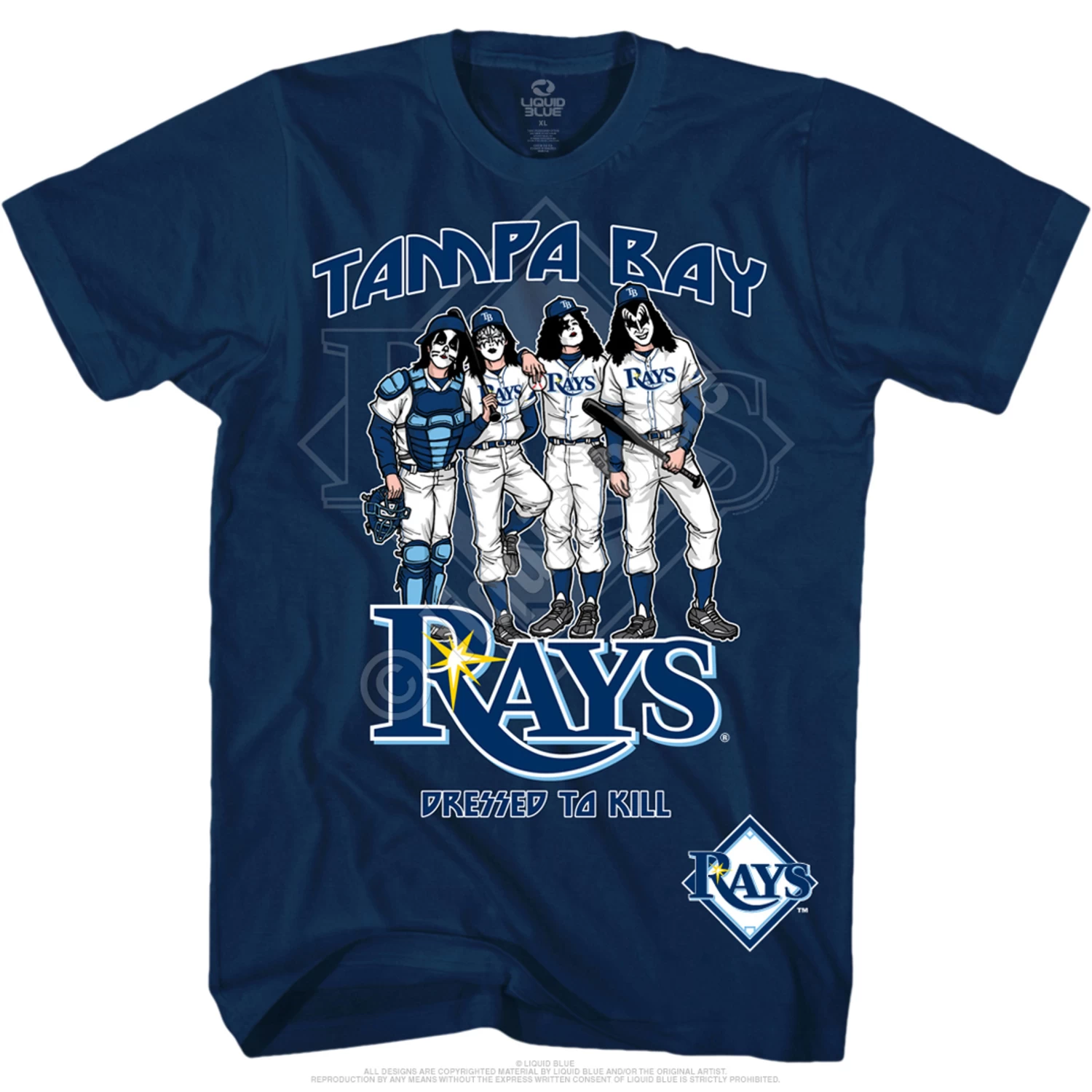 MLB Tampa Bay Rays Dressed To Kill Navy T-Shirt - Image 2