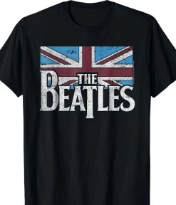 Beatles British Flag Black T-Shirt