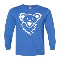 Dancing Bear Face Royal Youth Long Sleeve T-Shirt
