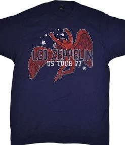 Led Zeppelin Arched Icarus Navy T-Shirt