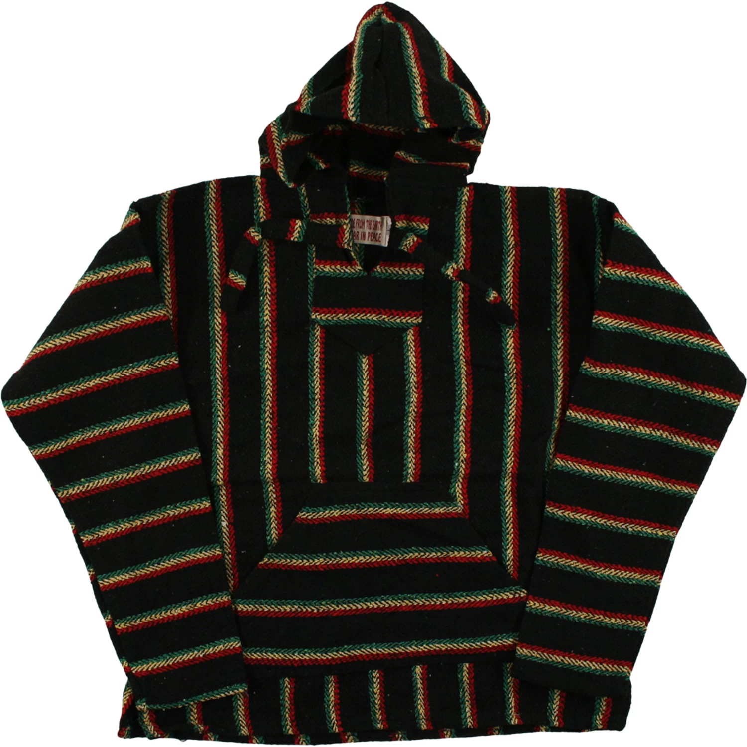 Rasta Baja Pullover Black Hoodie - Image 2