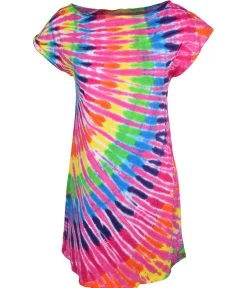 Rainbow Pink Streak Womens Unprinted Tie-Dye Sundress
